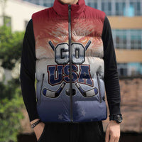 Custom USA Ice Hockey Team Sleeveless Puffer Jacket Go USA Unique Style