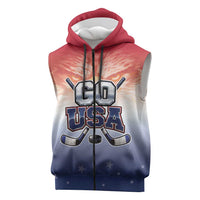 Custom USA Ice Hockey Team Sleeveless Zip Hoodie Go USA Unique Style