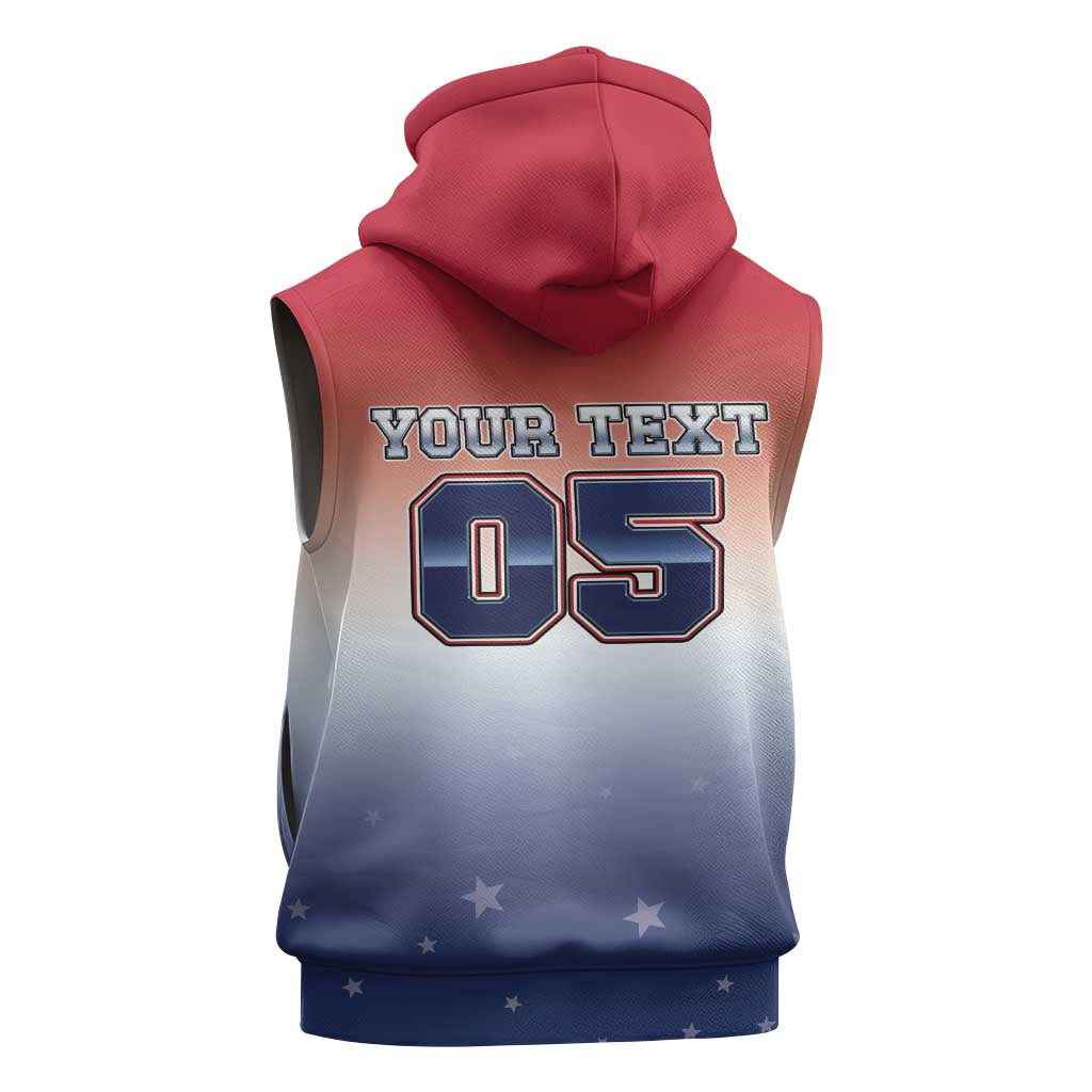 Custom USA Ice Hockey Team Sleeveless Zip Hoodie Go USA Unique Style
