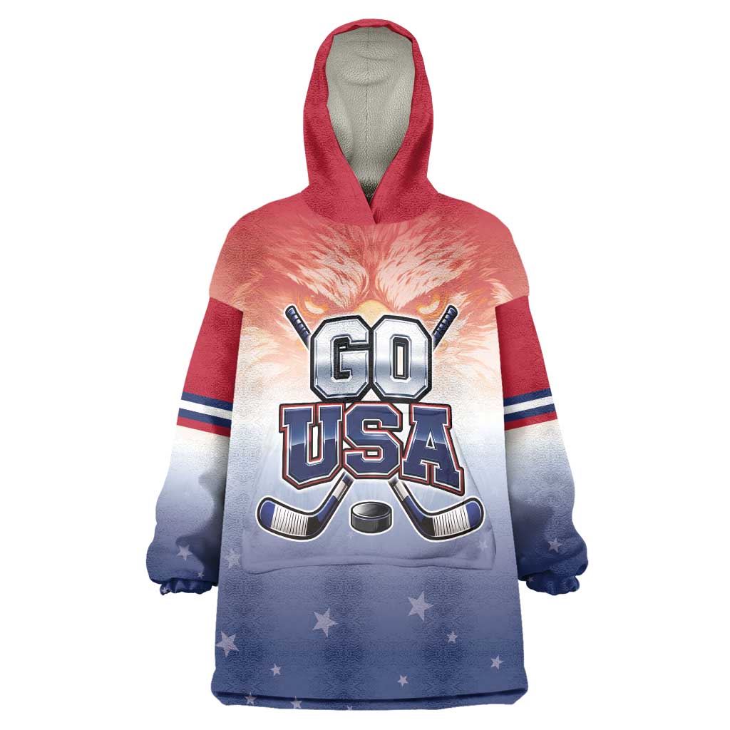 Custom USA Ice Hockey Team Wearable Blanket Hoodie Go USA Unique Style