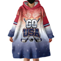 Custom USA Ice Hockey Team Wearable Blanket Hoodie Go USA Unique Style