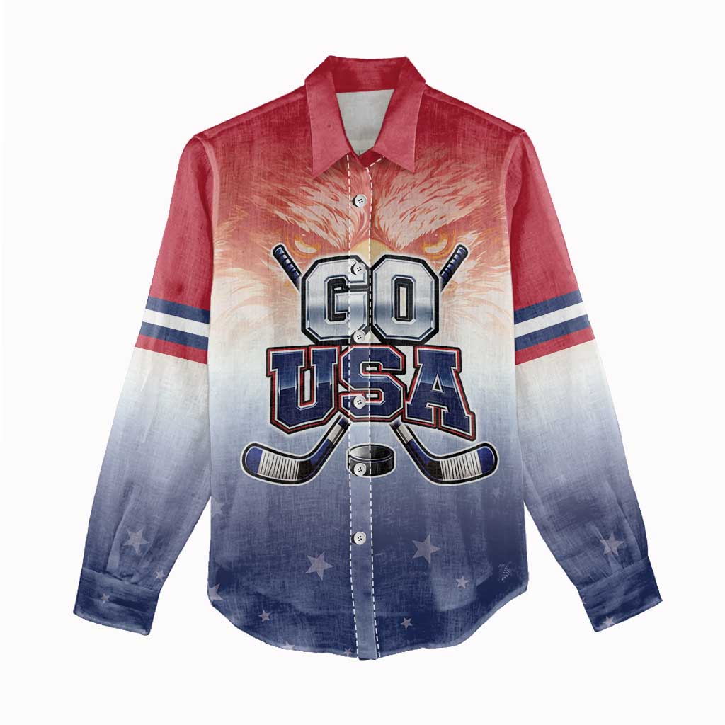 Custom USA Ice Hockey Team Women Casual Shirt Go USA Unique Style