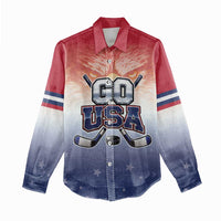 Custom USA Ice Hockey Team Women Casual Shirt Go USA Unique Style