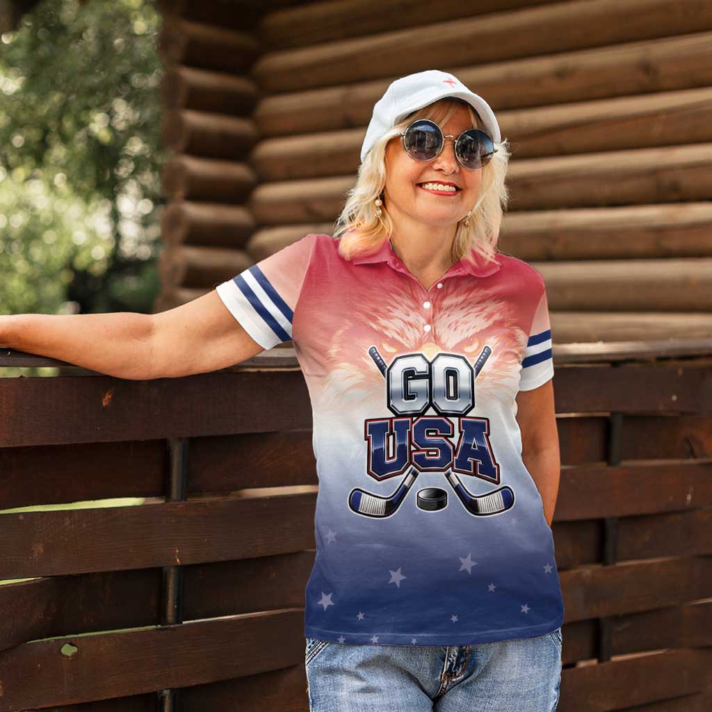 Custom USA Ice Hockey Team Women Polo Shirt Go USA Unique Style