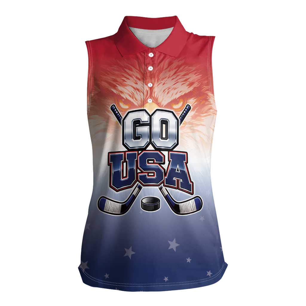 Custom USA Ice Hockey Team Women Sleeveless Polo Shirt Go USA Unique Style