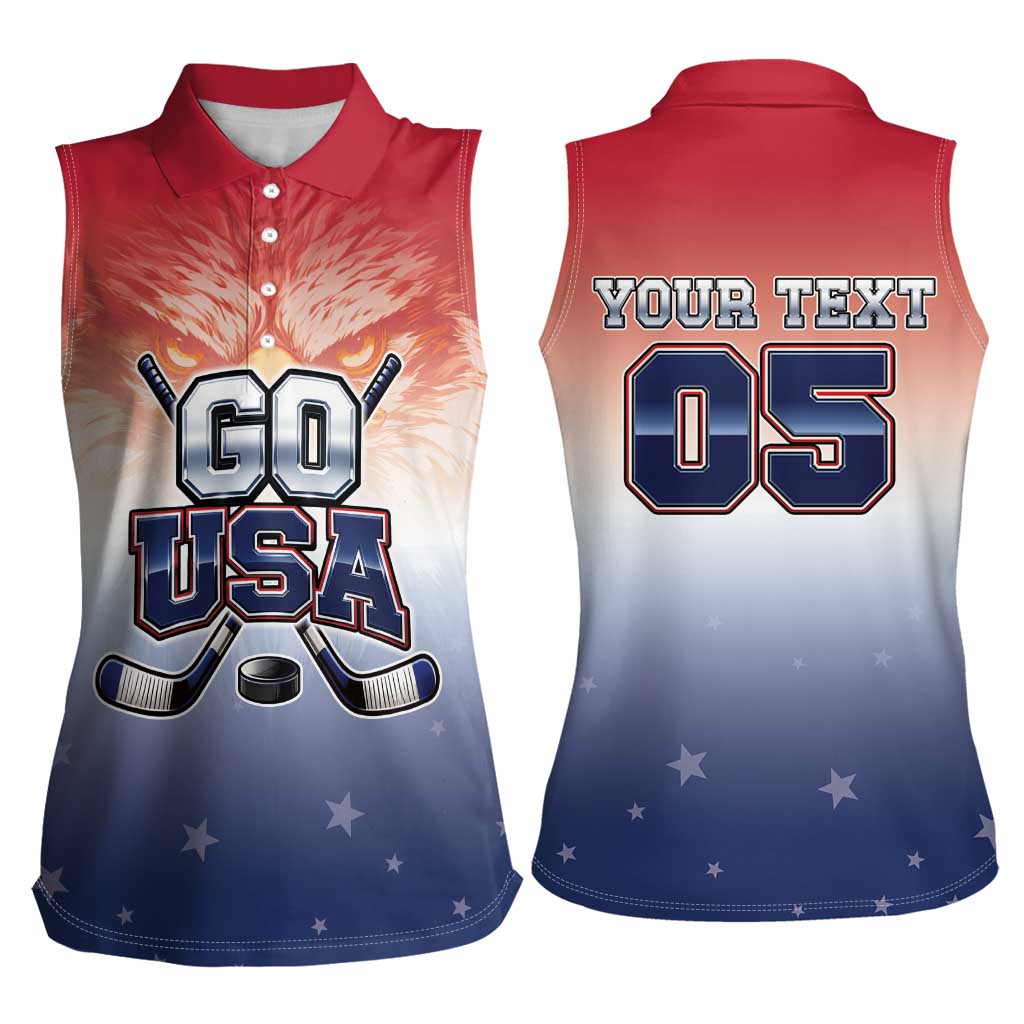 Custom USA Ice Hockey Team Women Sleeveless Polo Shirt Go USA Unique Style