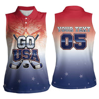 Custom USA Ice Hockey Team Women Sleeveless Polo Shirt Go USA Unique Style