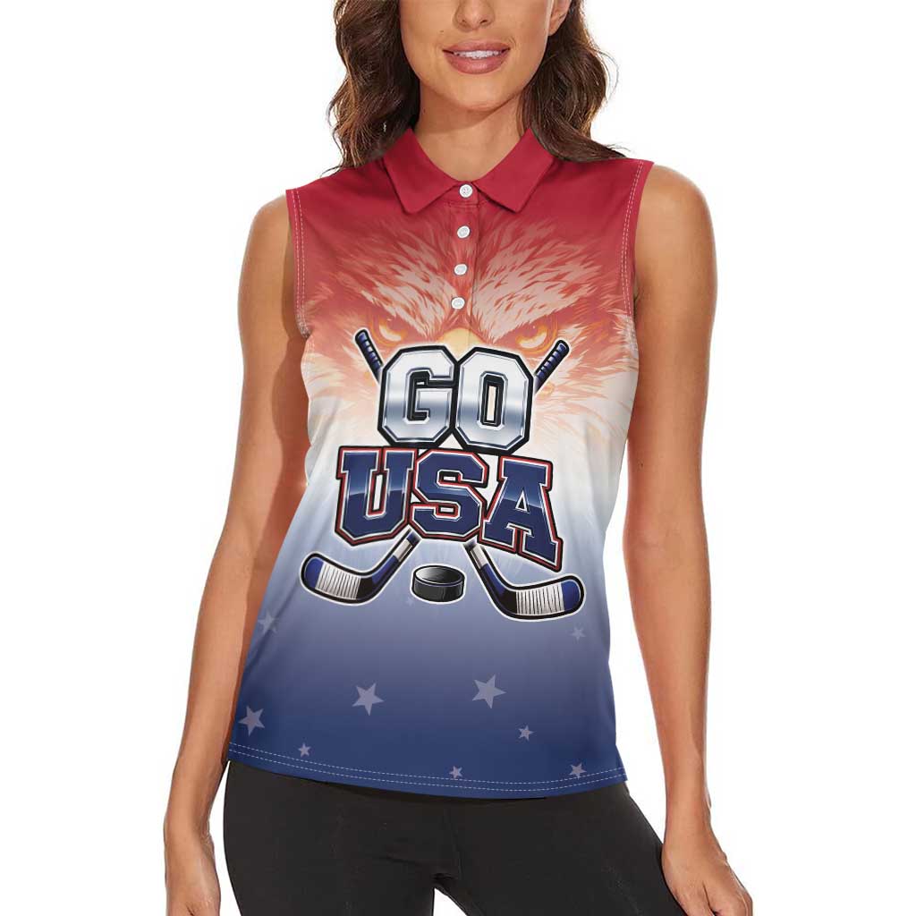 Custom USA Ice Hockey Team Women Sleeveless Polo Shirt Go USA Unique Style