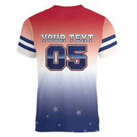 Custom USA Ice Hockey Team Women V-Neck T-Shirt Go USA Unique Style