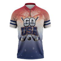 Custom USA Ice Hockey Team Zipper Polo Shirt Go USA Unique Style
