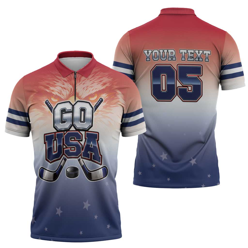 Custom USA Ice Hockey Team Zipper Polo Shirt Go USA Unique Style