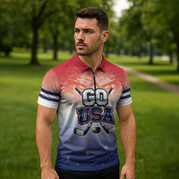 Custom USA Ice Hockey Team Zipper Polo Shirt Go USA Unique Style