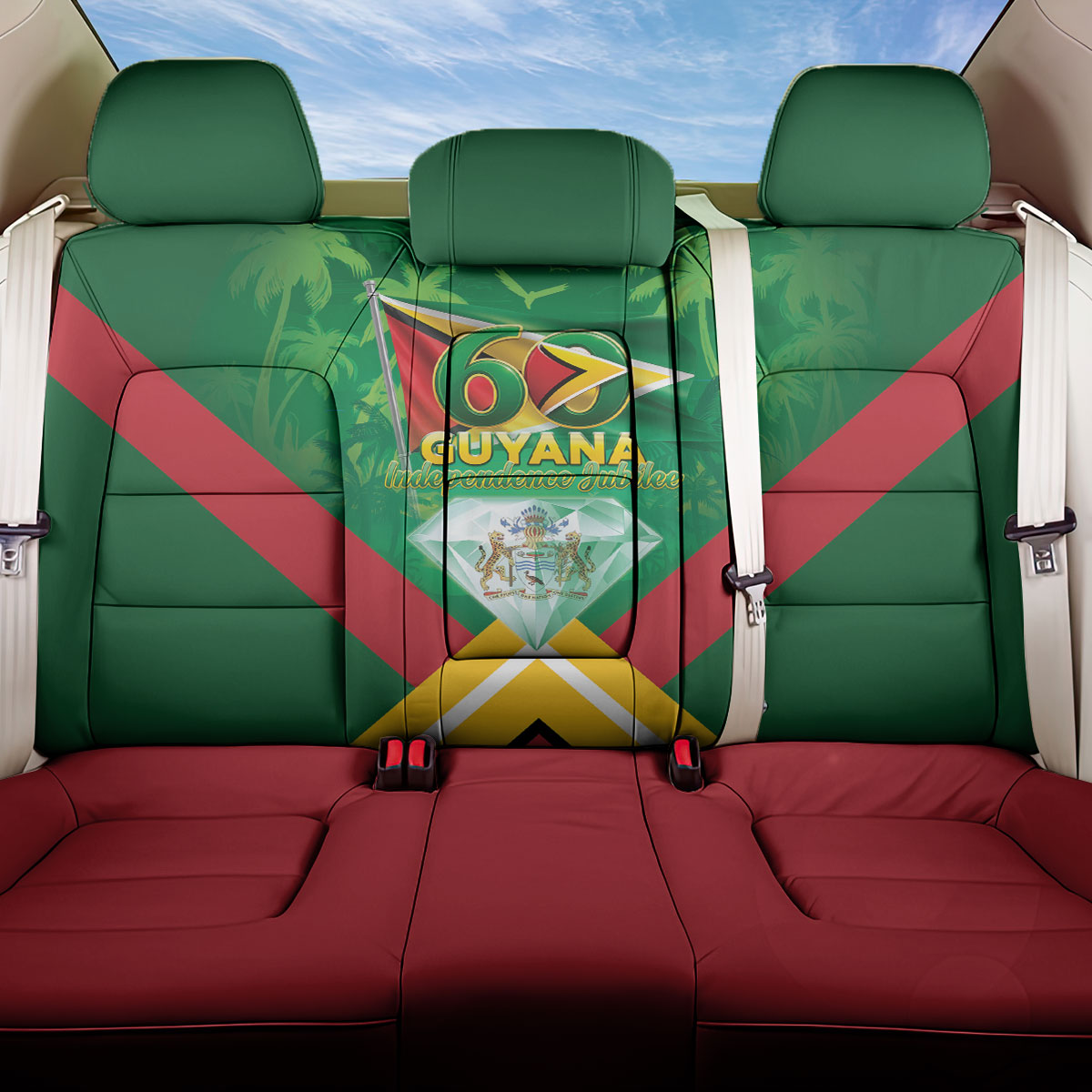 Guyana 60th Independence Diamond Jubilee Back Car Seat Cover