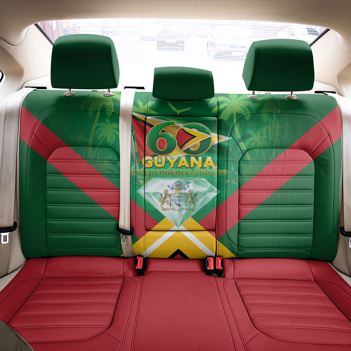 Guyana 60th Independence Diamond Jubilee Back Car Seat Cover