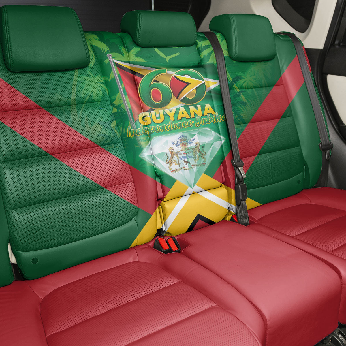 Guyana 60th Independence Diamond Jubilee Back Car Seat Cover
