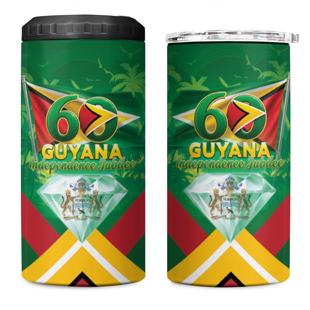 Guyana 60th Independence Diamond Jubilee 4 in 1 Can Cooler Tumbler