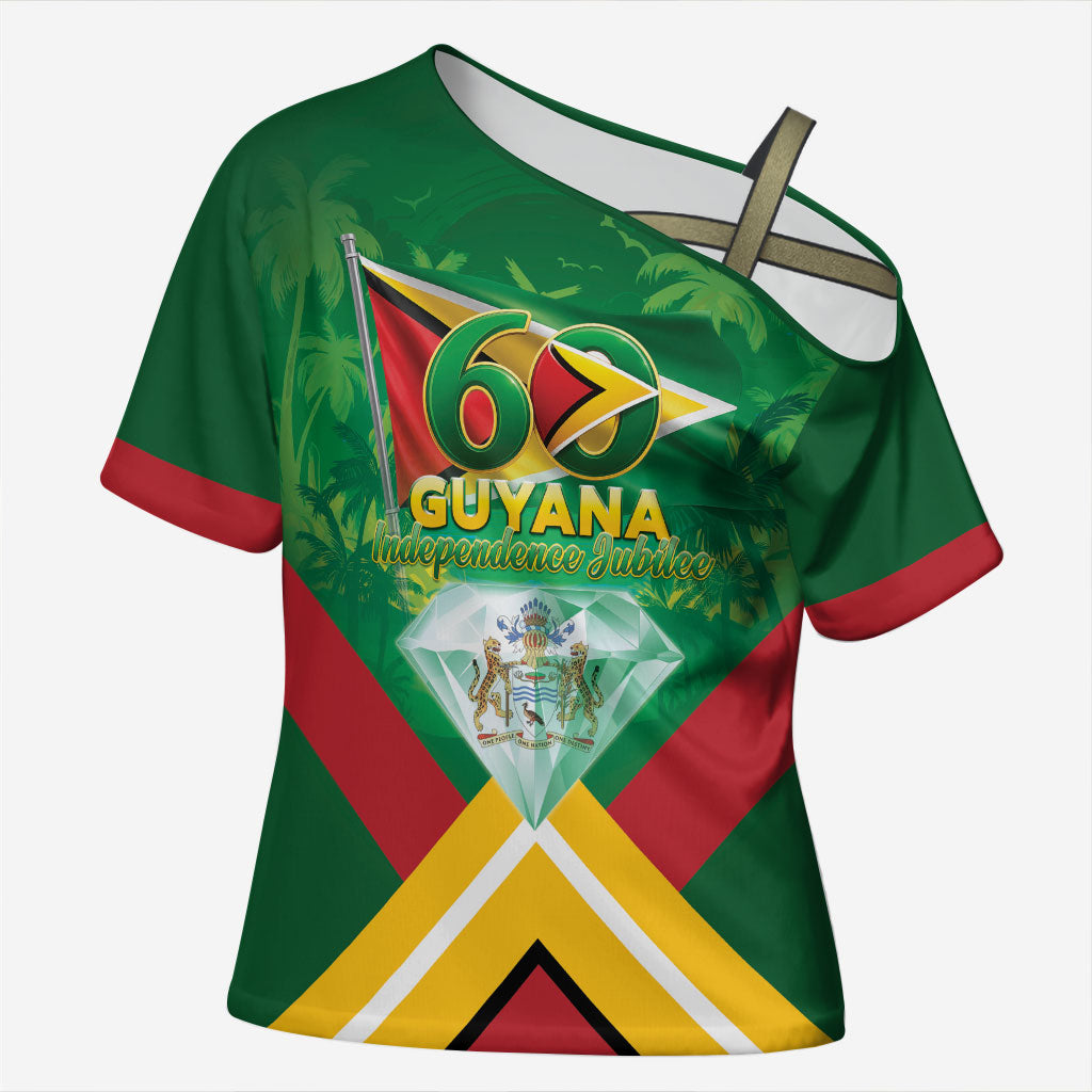 Guyana 60th Independence Diamond Jubilee Cross Shoulder Shirt