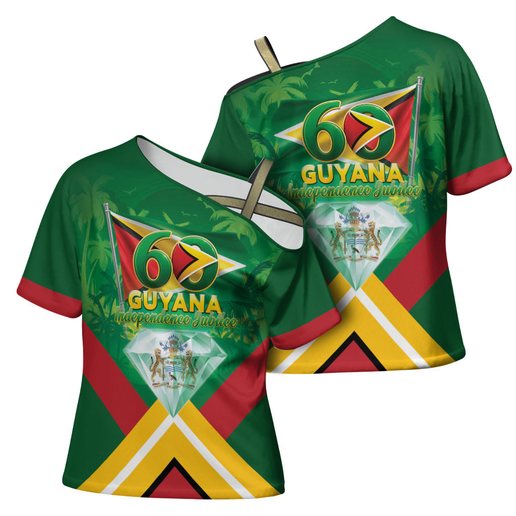 Guyana 60th Independence Diamond Jubilee Cross Shoulder Shirt