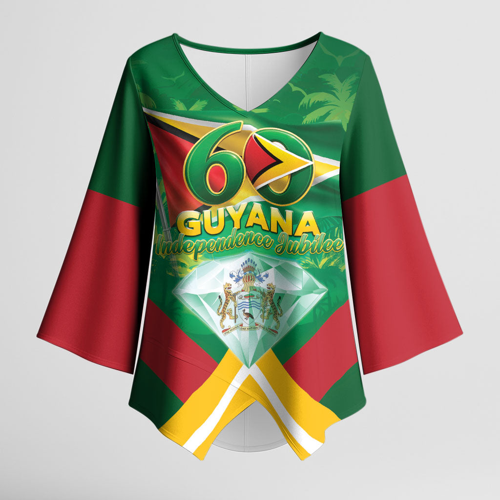 Guyana 60th Independence Diamond Jubilee Kimono Sleeve Blouse