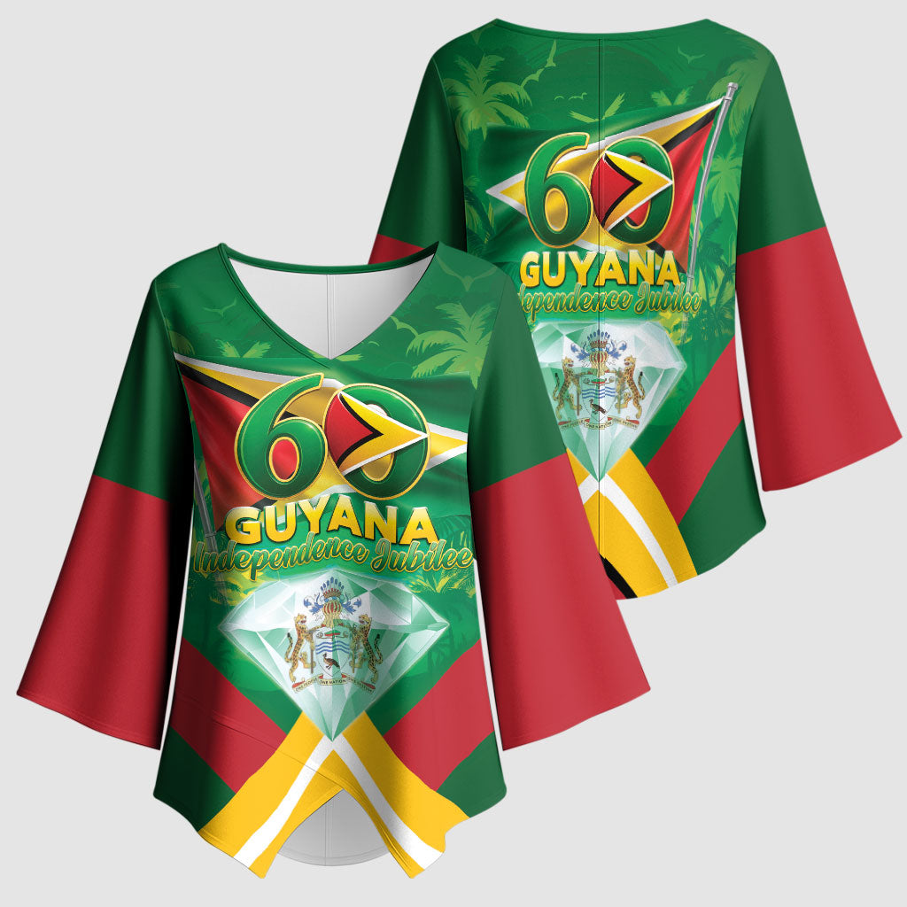 Guyana 60th Independence Diamond Jubilee Kimono Sleeve Blouse