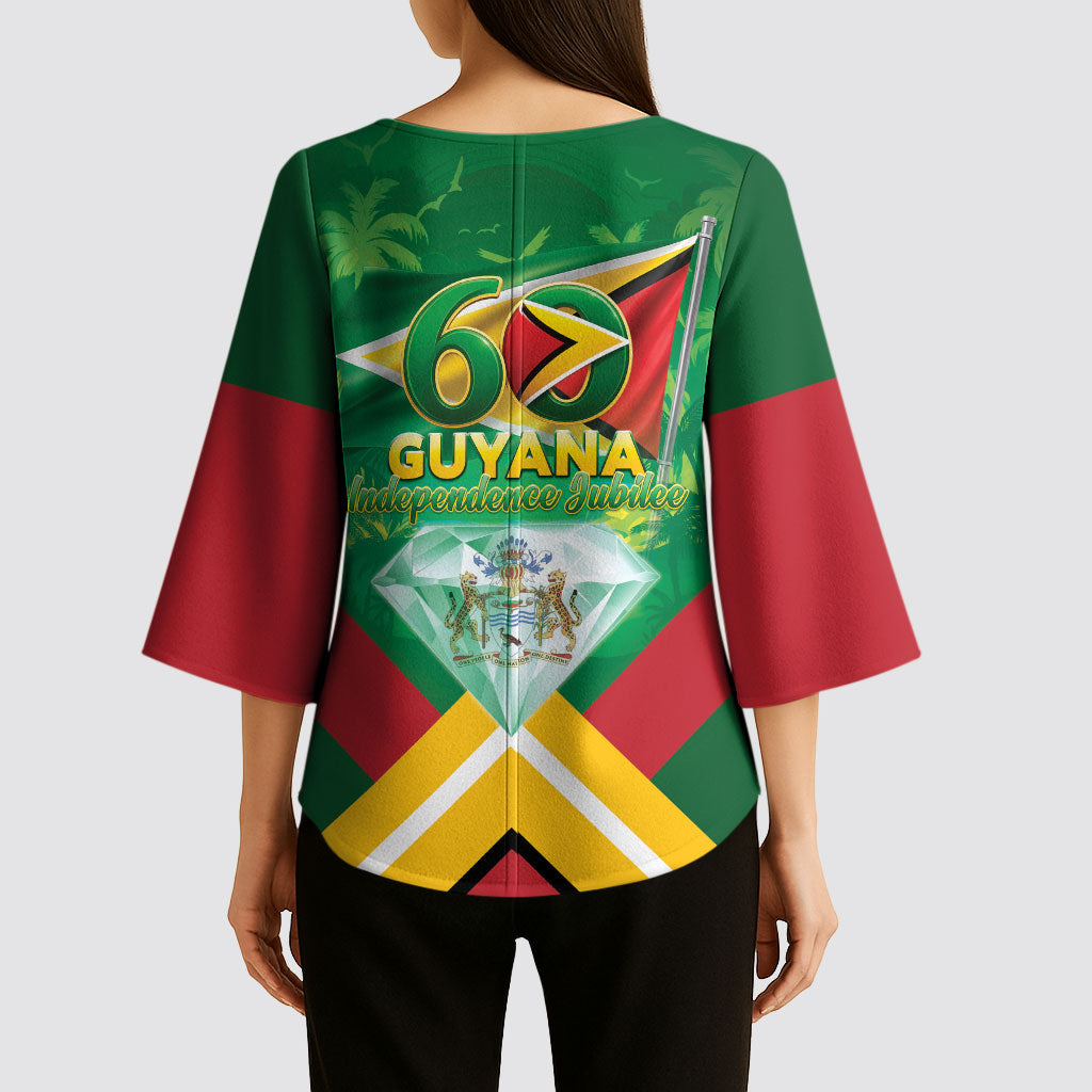 Guyana 60th Independence Diamond Jubilee Kimono Sleeve Blouse