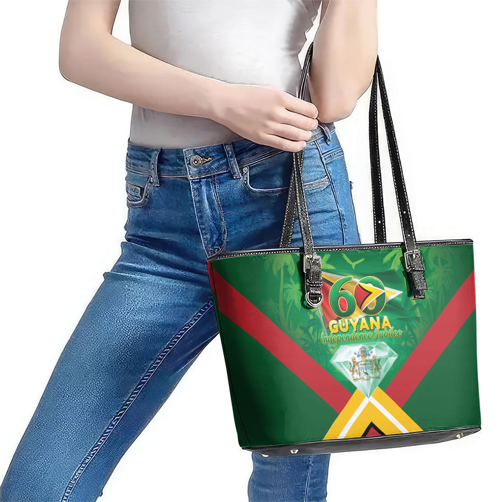 Guyana 60th Independence Diamond Jubilee Leather Tote Bag
