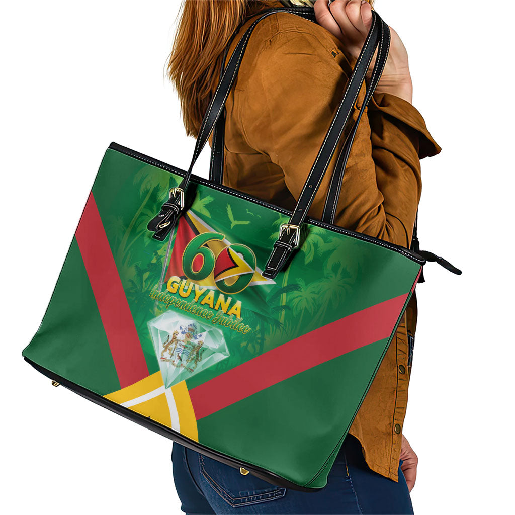 Guyana 60th Independence Diamond Jubilee Leather Tote Bag