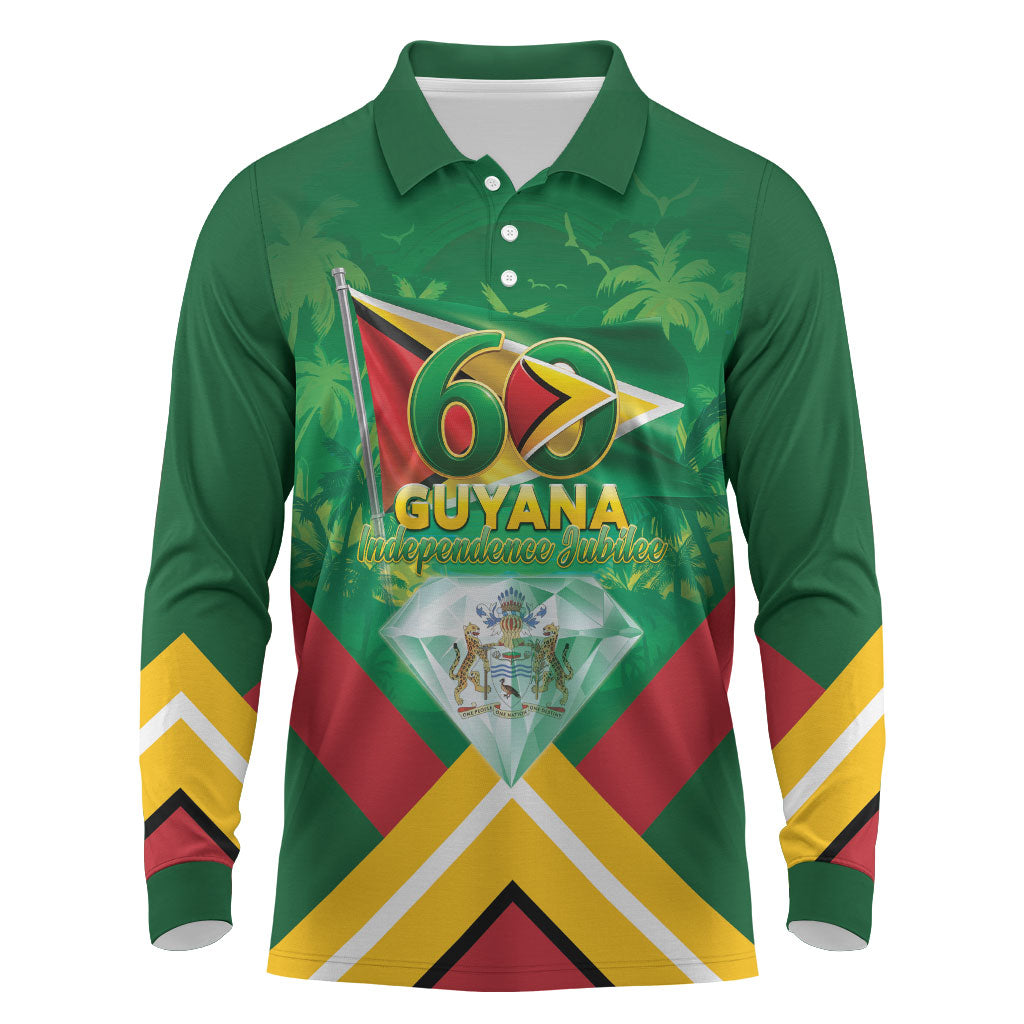 Guyana 60th Independence Diamond Jubilee Long Sleeve Polo Shirt