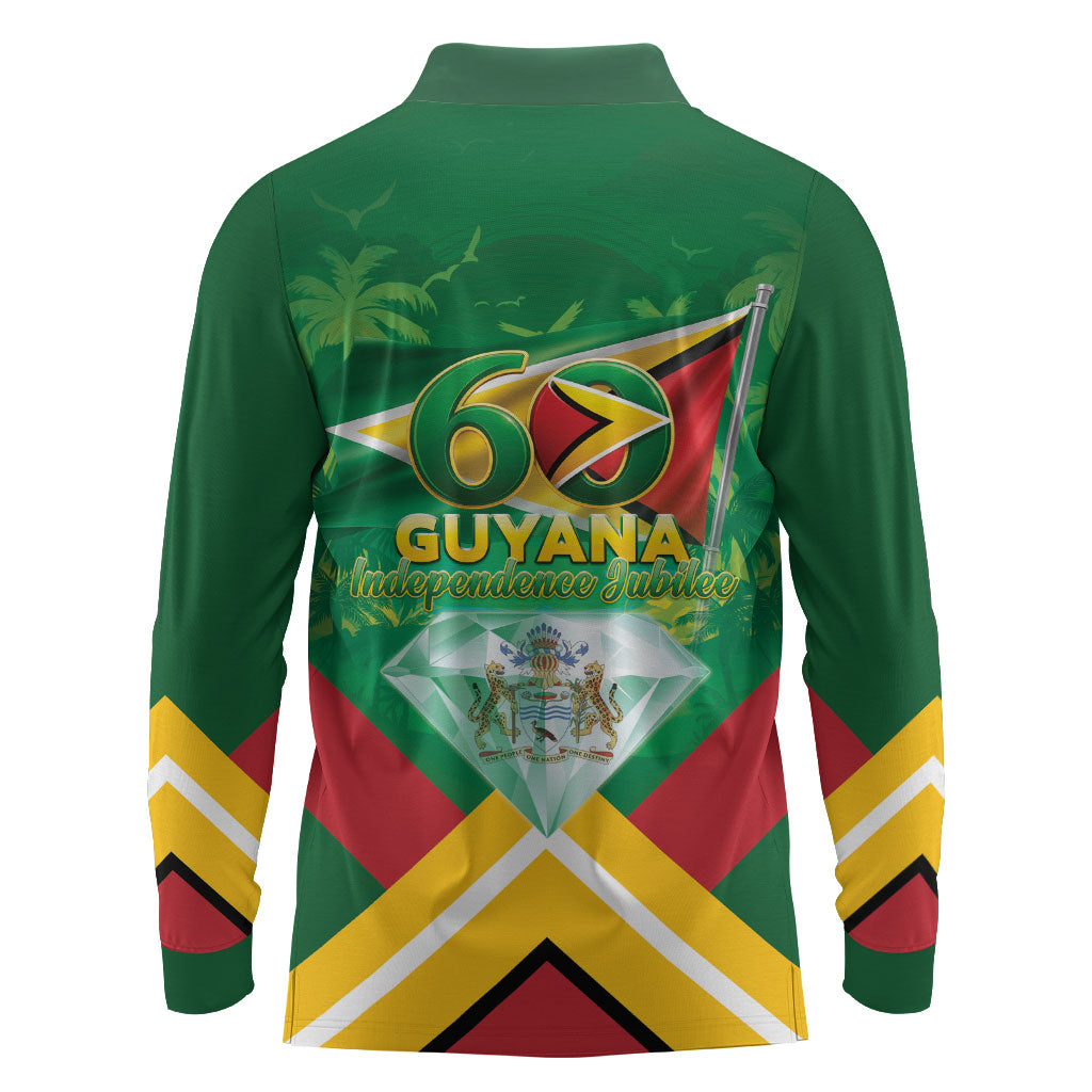 Guyana 60th Independence Diamond Jubilee Long Sleeve Polo Shirt