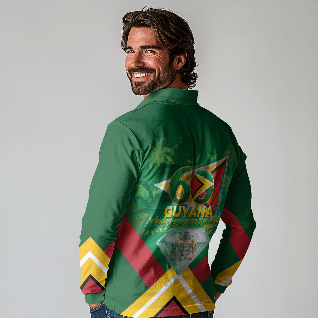 Guyana 60th Independence Diamond Jubilee Long Sleeve Polo Shirt