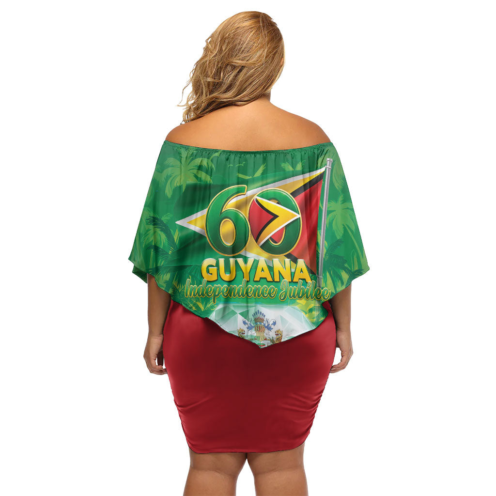 Guyana 60th Independence Diamond Jubilee Off Shoulder Short Dress