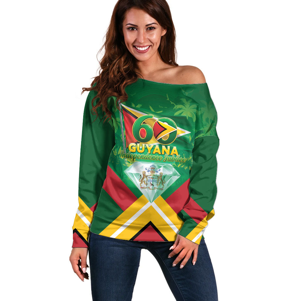 Guyana 60th Independence Diamond Jubilee Off Shoulder Sweater