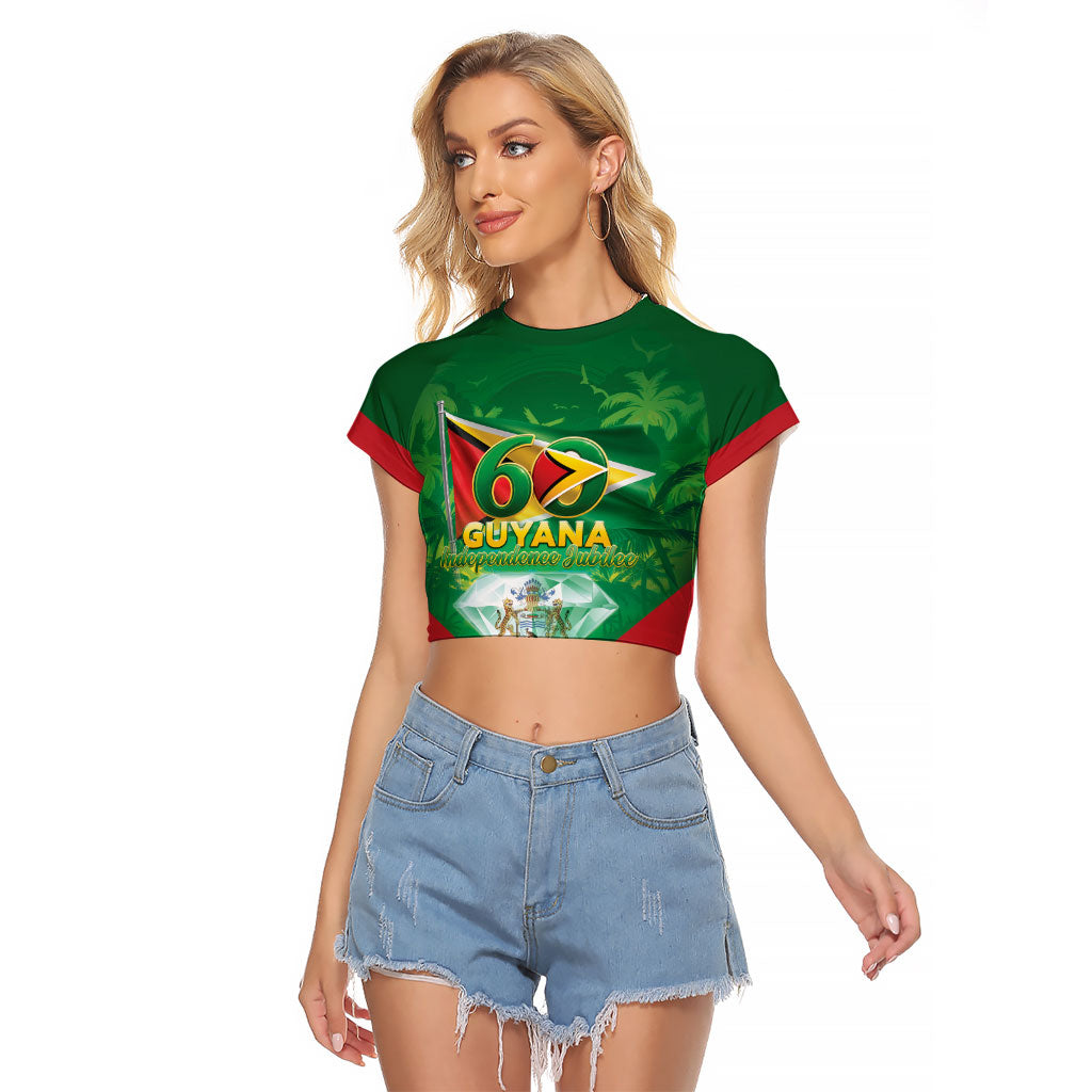 Guyana 60th Independence Diamond Jubilee Raglan Cropped T Shirt