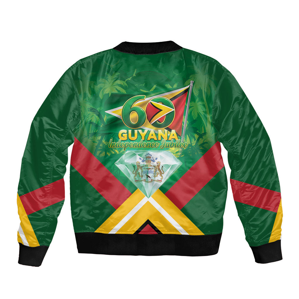 Guyana 60th Independence Diamond Jubilee Sleeve Zip Bomber Jacket