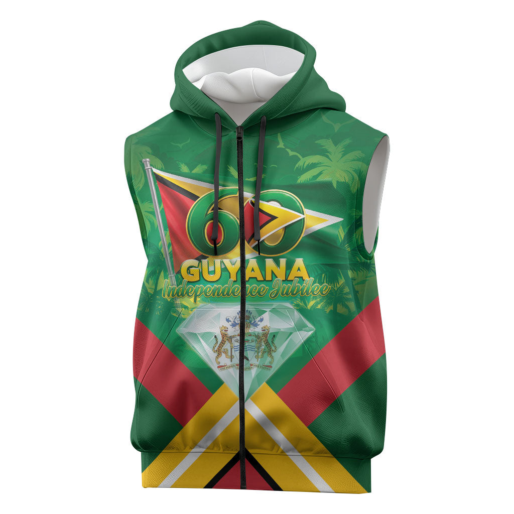 Guyana 60th Independence Diamond Jubilee Sleeveless Zip Hoodie