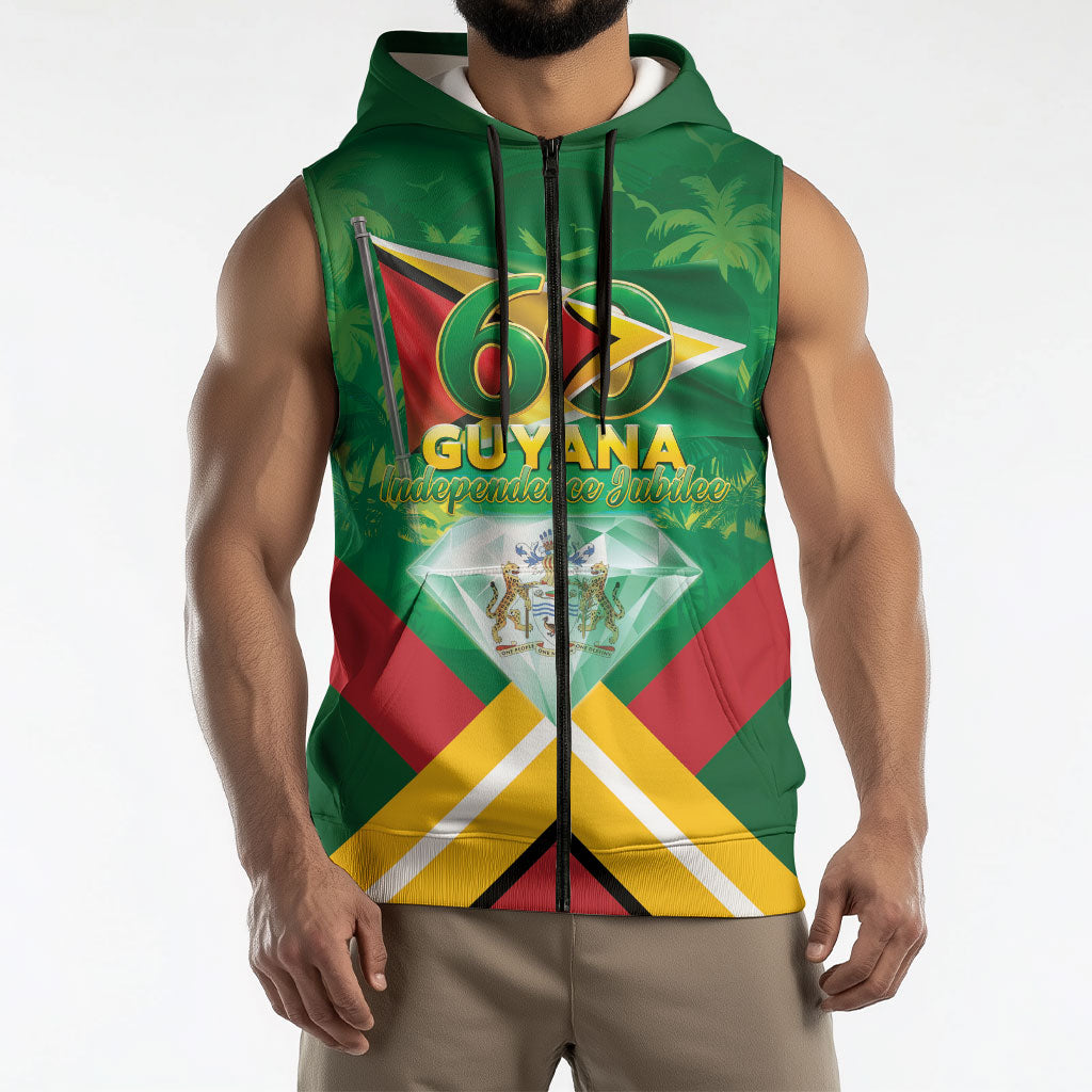 Guyana 60th Independence Diamond Jubilee Sleeveless Zip Hoodie