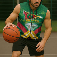 Guyana 60th Independence Diamond Jubilee Sleeveless Zip Hoodie