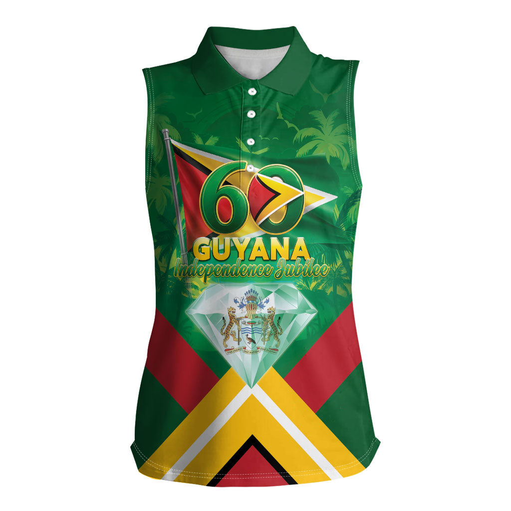 Guyana 60th Independence Diamond Jubilee Women Sleeveless Polo Shirt