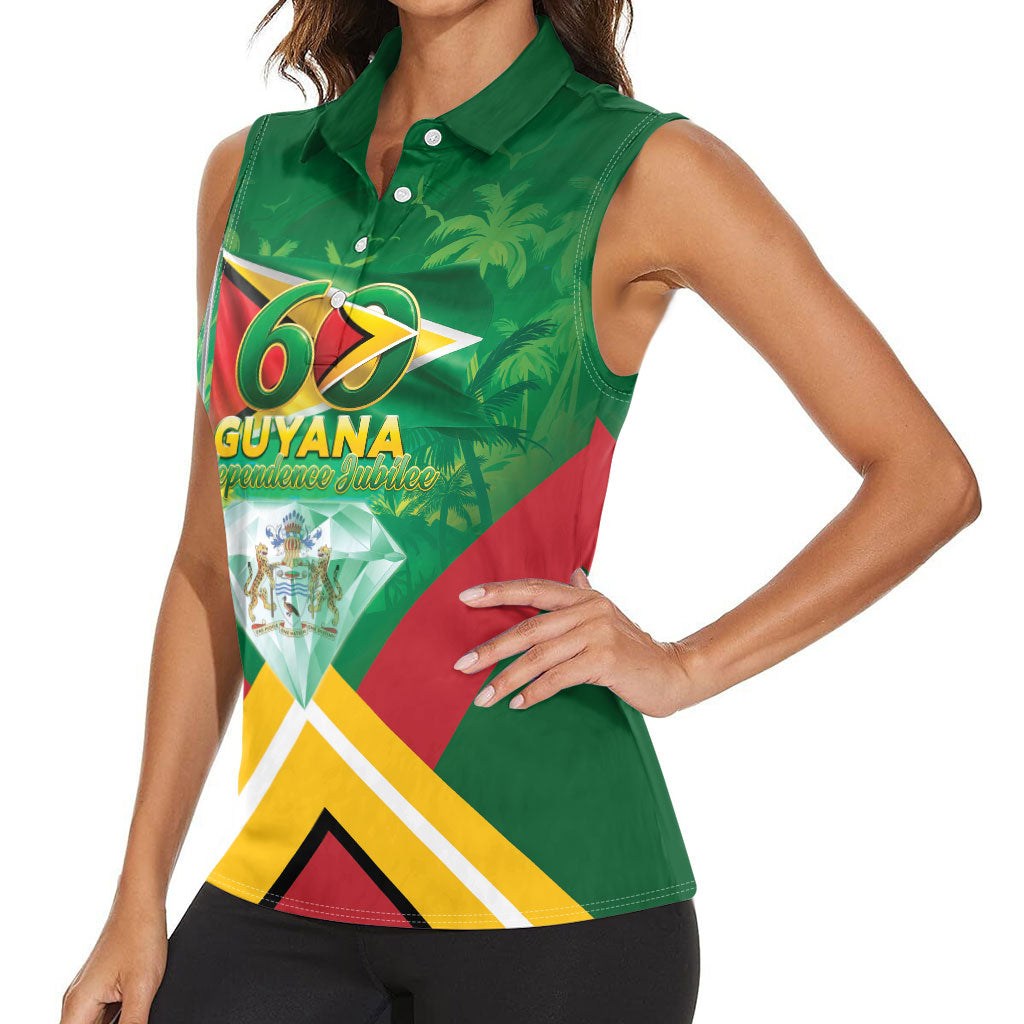 Guyana 60th Independence Diamond Jubilee Women Sleeveless Polo Shirt