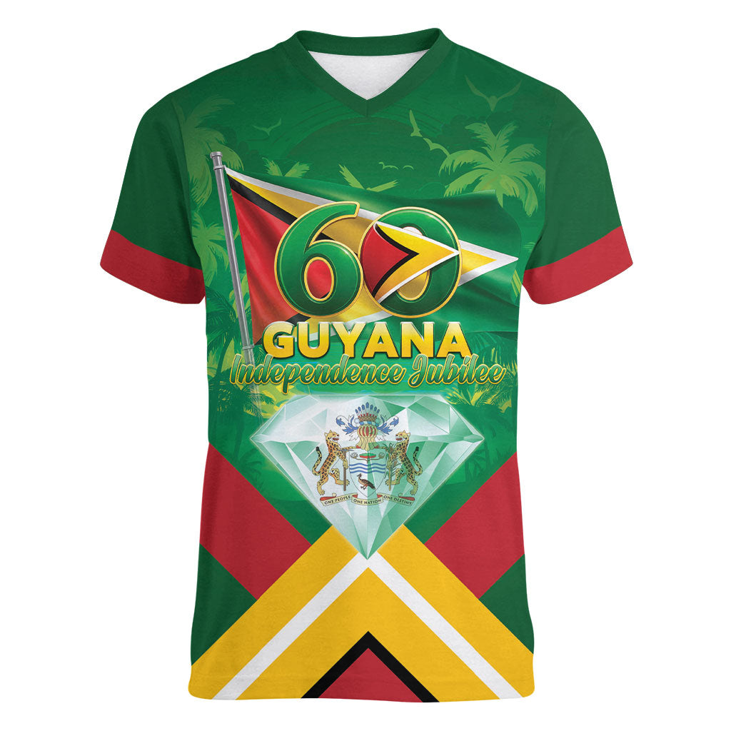 Guyana 60th Independence Diamond Jubilee Women V-Neck T-Shirt