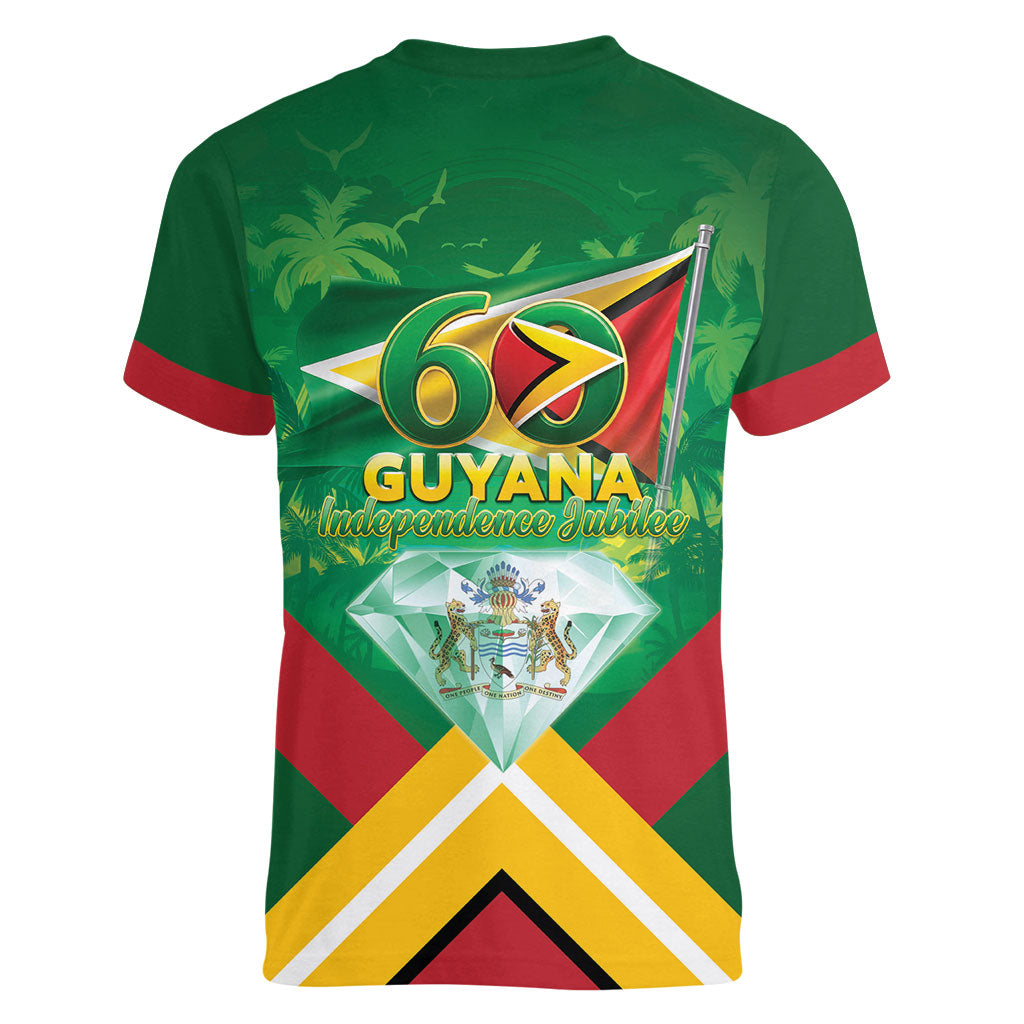 Guyana 60th Independence Diamond Jubilee Women V-Neck T-Shirt