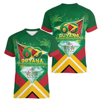 Guyana 60th Independence Diamond Jubilee Women V-Neck T-Shirt