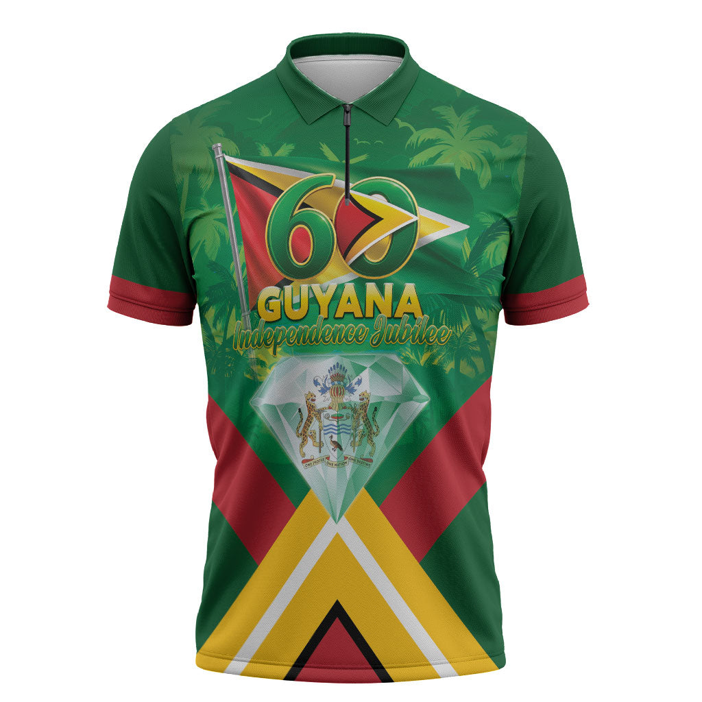 Guyana 60th Independence Diamond Jubilee Zipper Polo Shirt