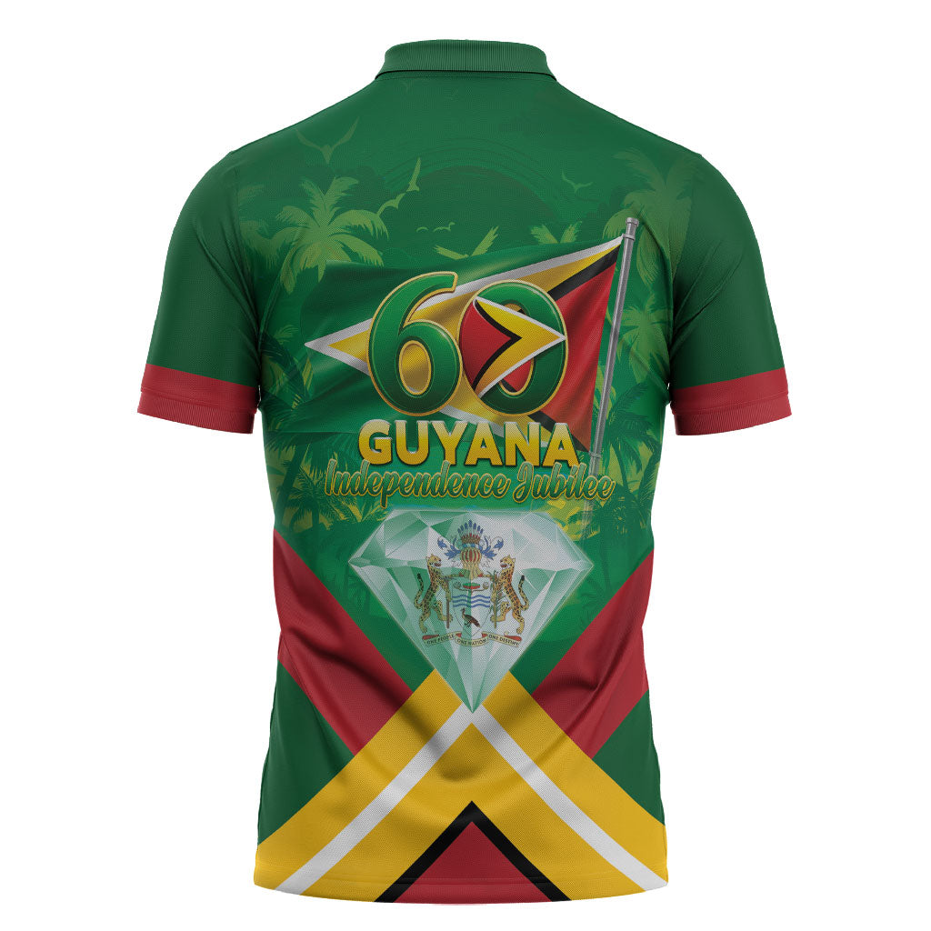 Guyana 60th Independence Diamond Jubilee Zipper Polo Shirt