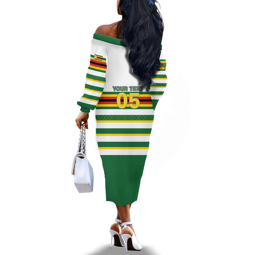 Zimbabwe Rugby Custom Off The Shoulder Long Sleeve Dress Sables National Pride
