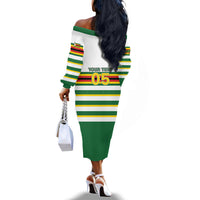 Zimbabwe Rugby Custom Off The Shoulder Long Sleeve Dress Sables National Pride