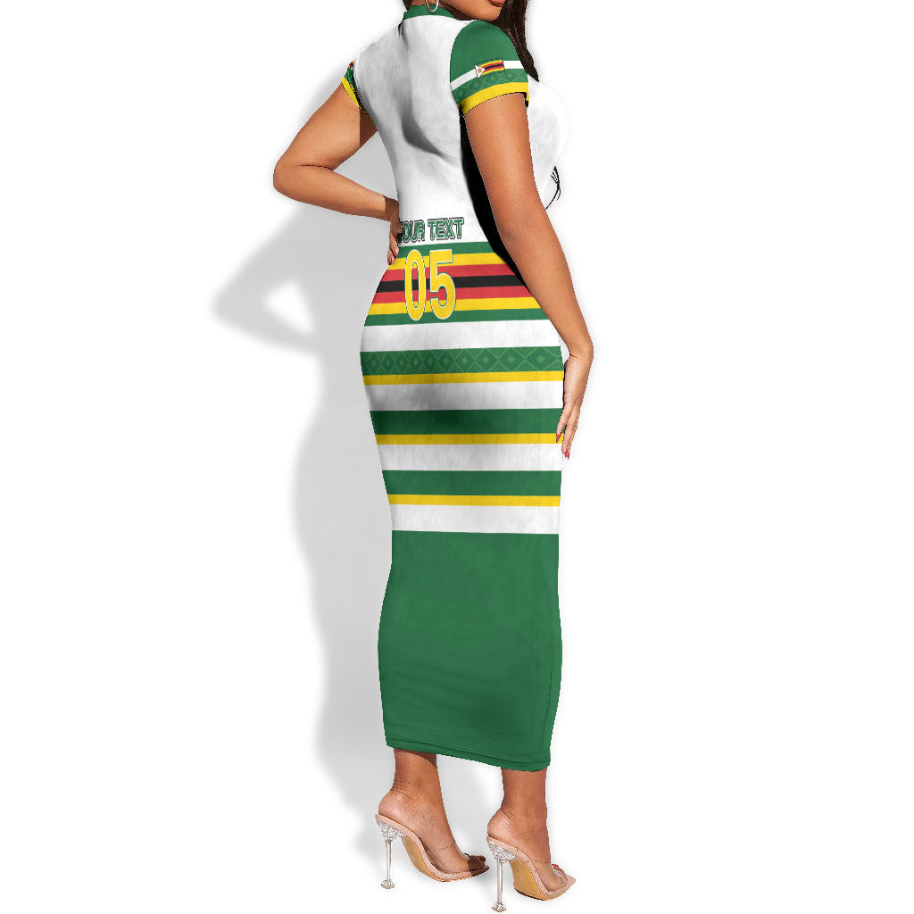 Zimbabwe Rugby Custom Short Sleeve Bodycon Dress Sables National Pride