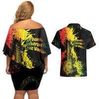 Afro Music Pride Couples Matching Off Shoulder Short Dress and Hawaiian Shirt From Our Roots The World Finds Rhythm - Wonder Print Shop
