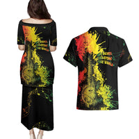 Afro Music Pride Couples Matching Puletasi and Hawaiian Shirt From Our Roots The World Finds Rhythm - Wonder Print Shop