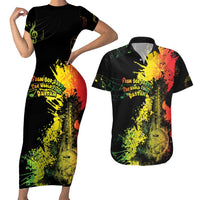 Afro Music Pride Couples Matching Short Sleeve Bodycon Dress and Hawaiian Shirt From Our Roots The World Finds Rhythm - Wonder Print Shop